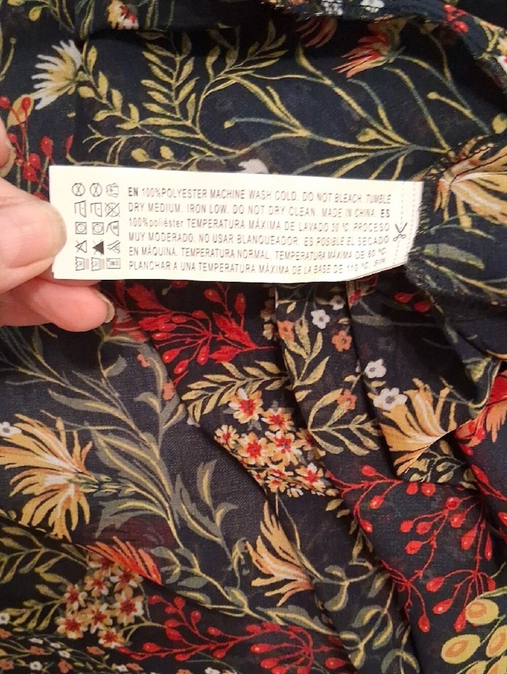 Forever 21 Navy Floral Maxi Cover Up Duster with Red and Green Accents - Picture 5 of 6